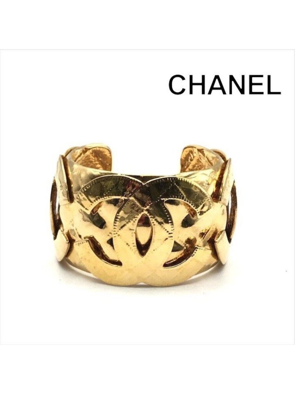 Chanel Bangle CC Logo Vintage Gold Bracelet